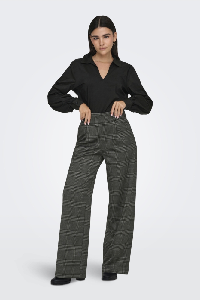 JDYGEGGO MIA LONG CHECK PANT JRS NO 15242797 Granite Grey/DARK CHECK